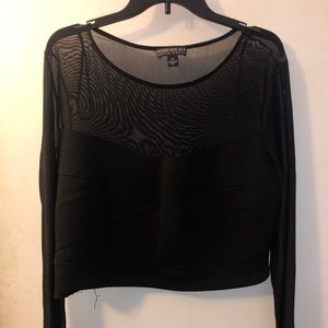 Black Mesh Crop Top